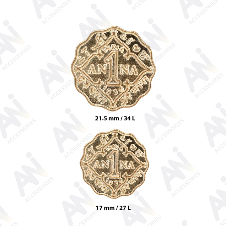 1 Anna Metal Coin Buttons