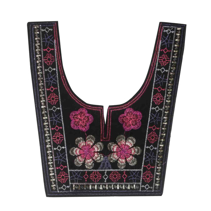 Delicate floral art ethnic neckline with fine embroidery and graceful curves for traditional wear by Ani Accessories