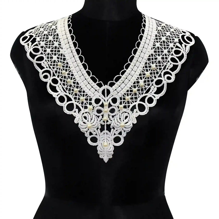 Designer V neckline front view by Ani Accessories styled on women’s outfit highlighting sleek and premium craftsmanship