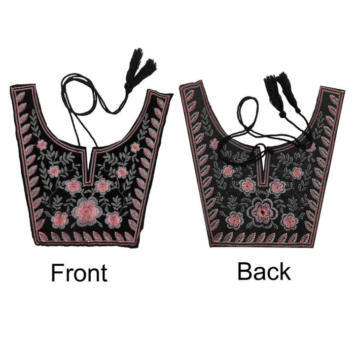 Front and Backside Designer floral and leafy style ethnic neckline with rich embroidery enhancing ethnic appeal Ani Accessories
