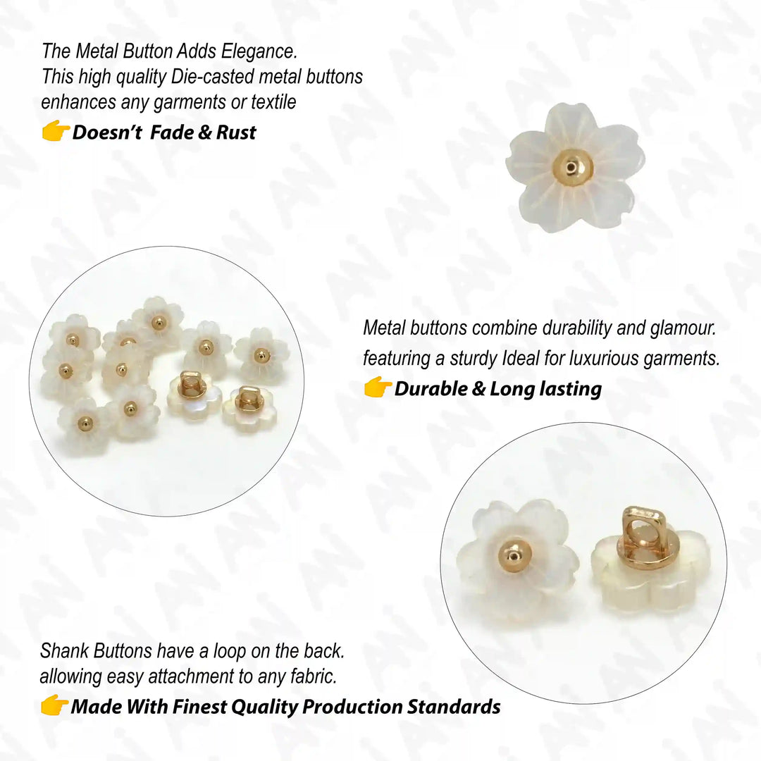 Floral Flower Style Resin Buttons | 12mm