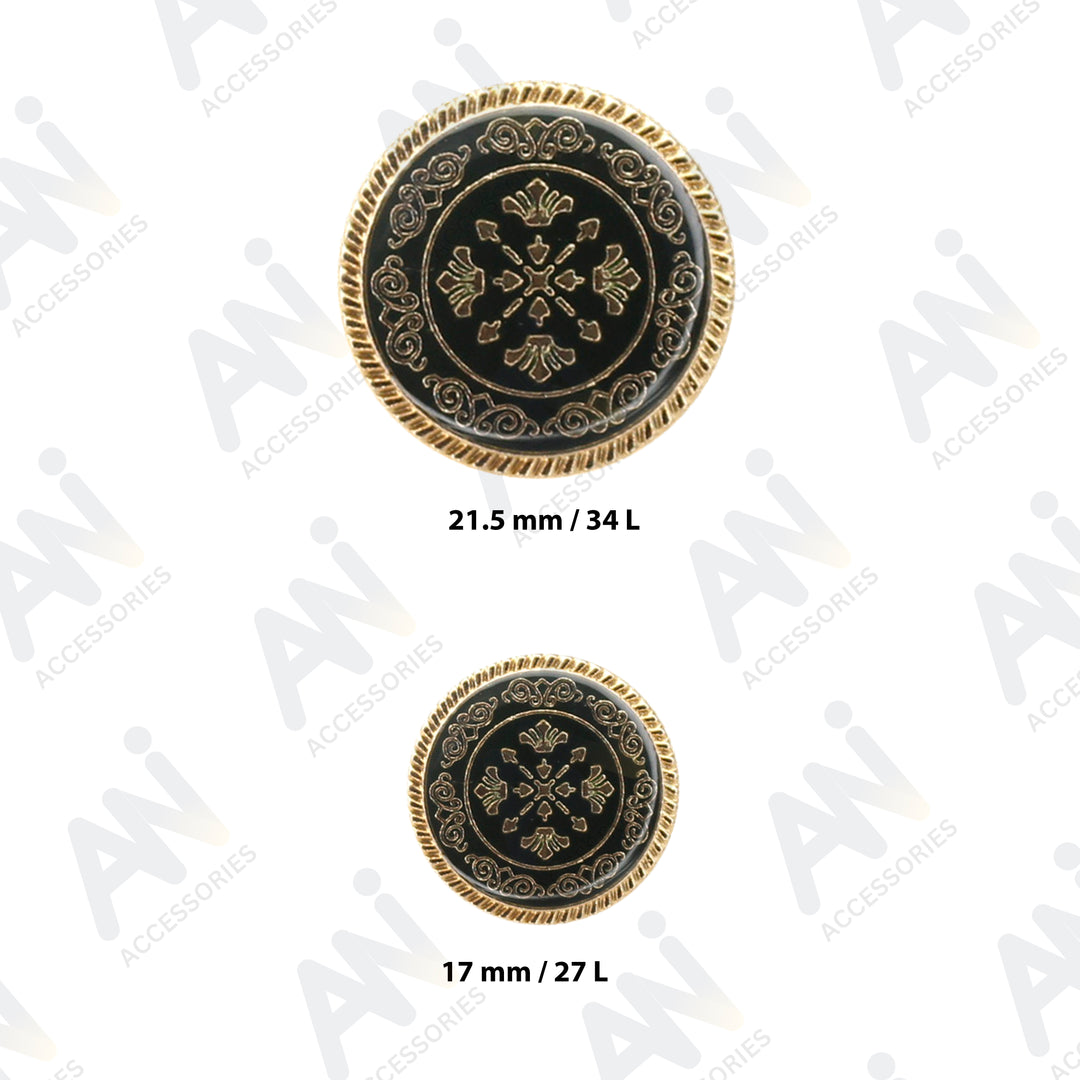 Ornate Metal Buttons with Floral Motif