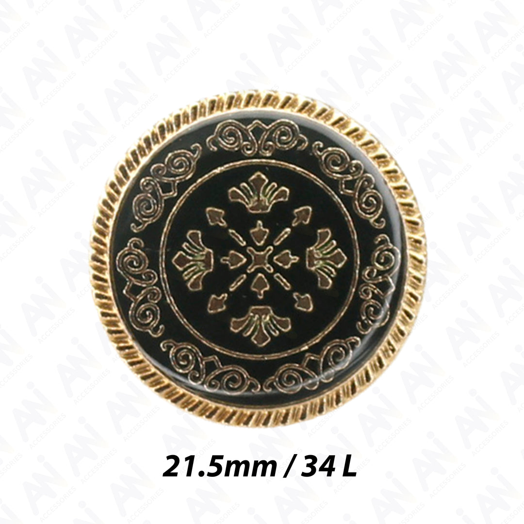 Ornate Metal Buttons with Floral Motif