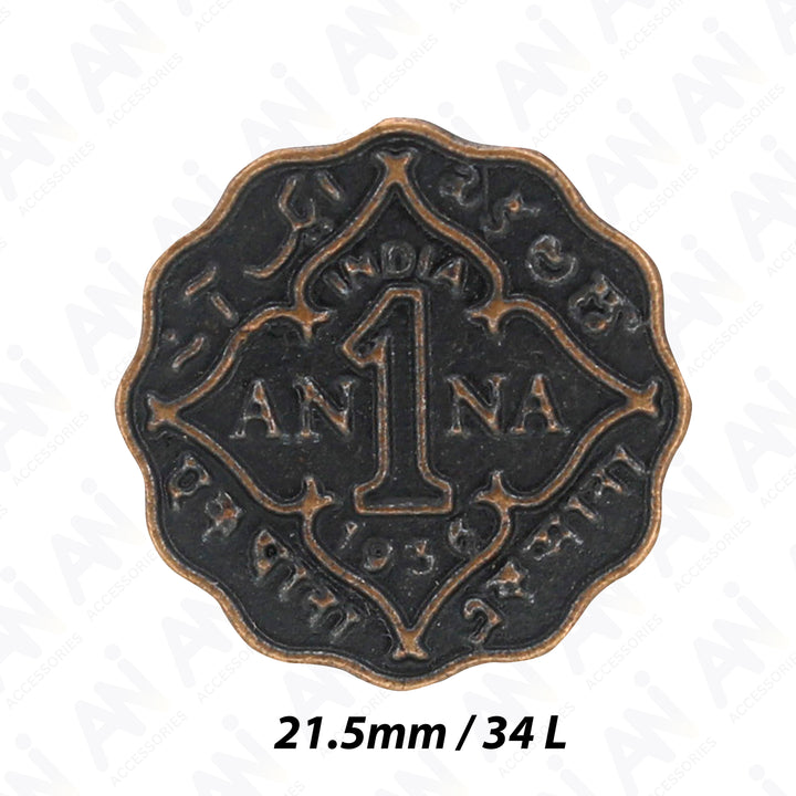 1 Anna Metal Coin Buttons