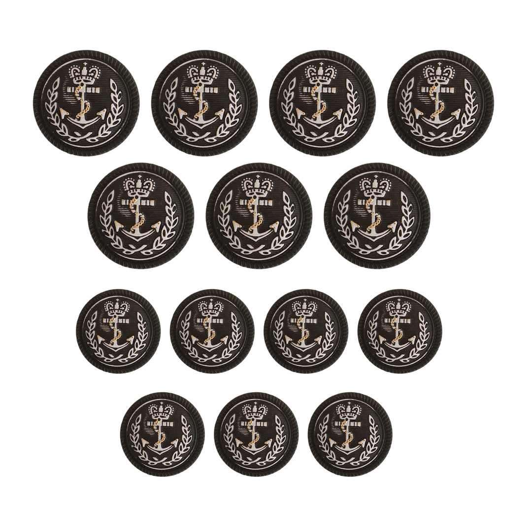 Seafaring Symbol Anchor Design Gold Metal Buttons(7 Big + 7 Small)