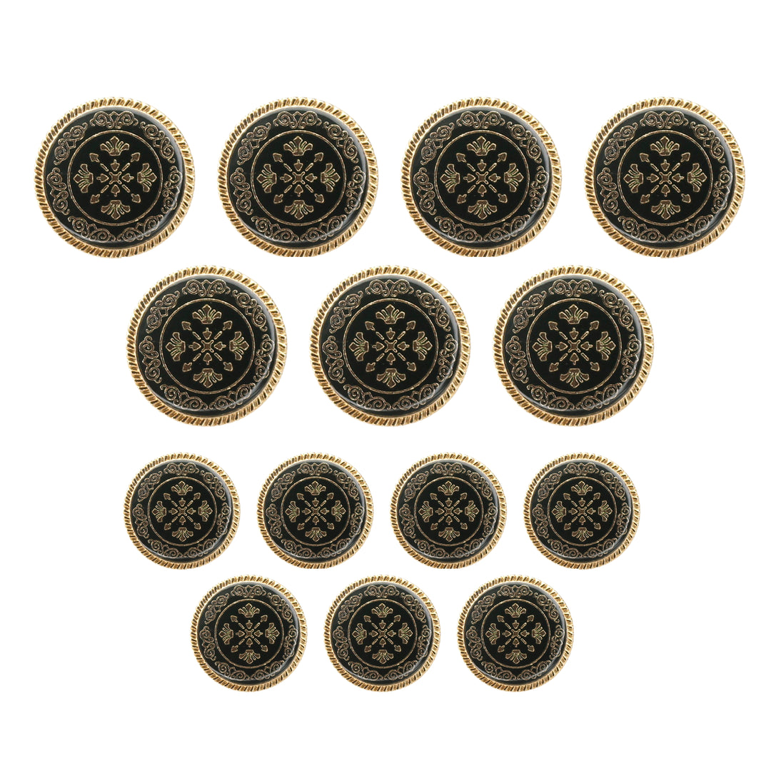 Ornate Metal Buttons with Floral Motif