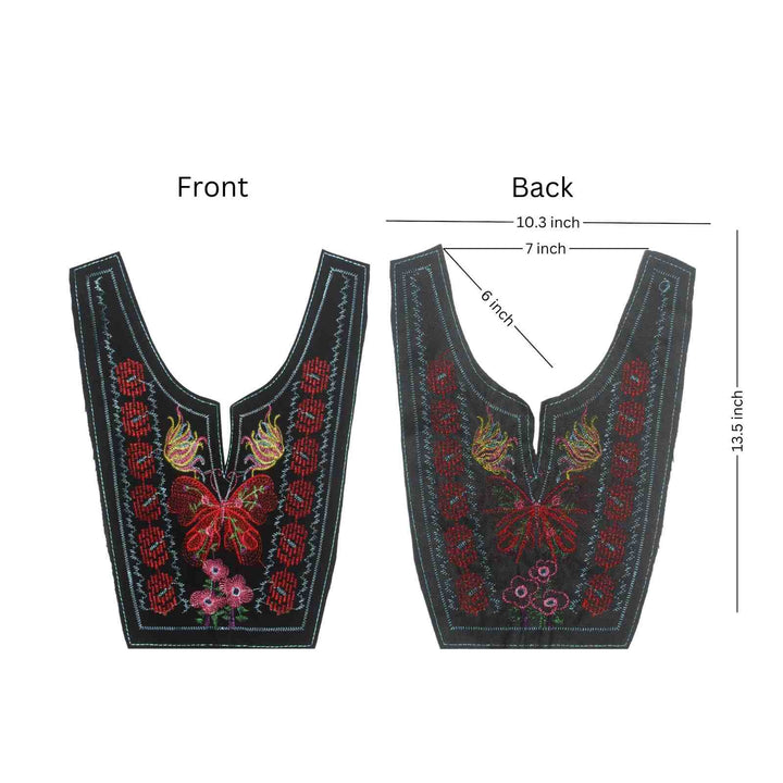 Elegant U shape butterfly floral ethnic neckline featuring detailed threadwork by Ani Accessories