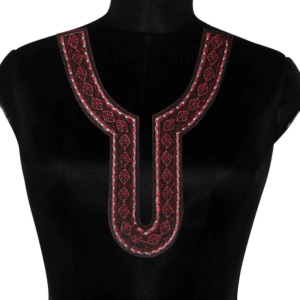 Elegant baroque-inspired embroidery sweetheart neckline featuring rich motifs for bridal and festive outfits