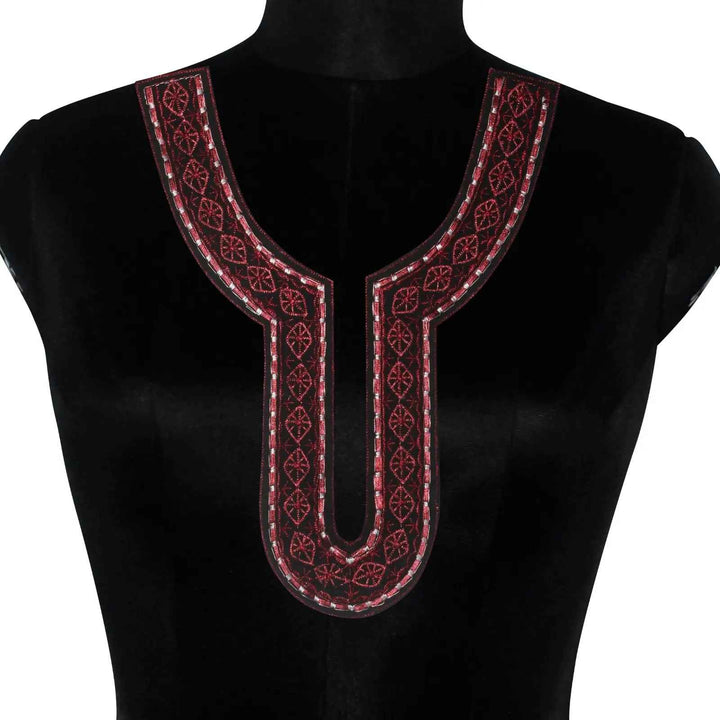 Elegant baroque-inspired embroidery sweetheart neckline featuring rich motifs for bridal and festive outfits