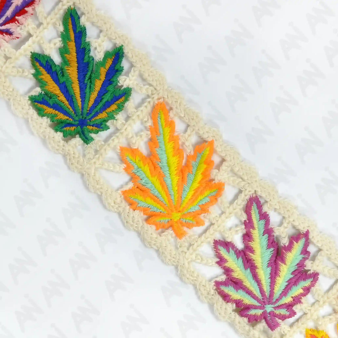 Elegant cut work crocheted leaf motif lace trim for suits & sarees by Ani Accessories – couture finishing