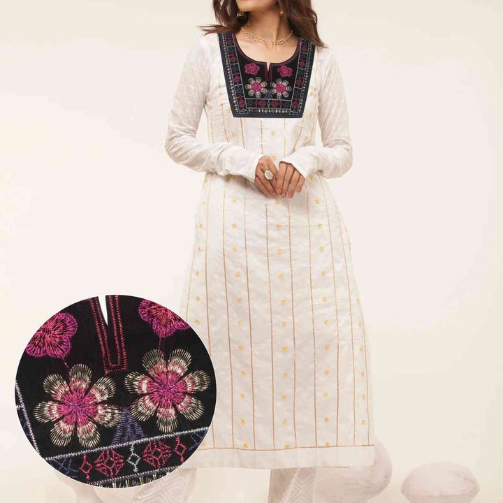 Elegant delicate floral art ethnic neckline featuring detailed threadwork for festive outfits Ani Accessories