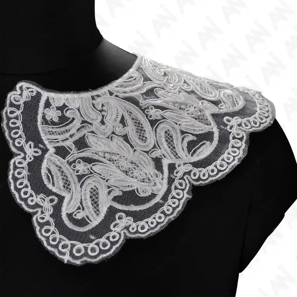 Elegant floral neck collar applique with detailed embroidery, perfect for dresses, blouses, kurtis and bridal wear