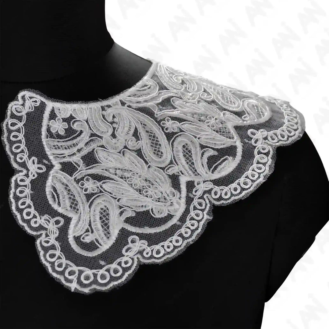 Elegant floral neck collar applique with detailed embroidery, perfect for dresses, blouses, kurtis and bridal wear