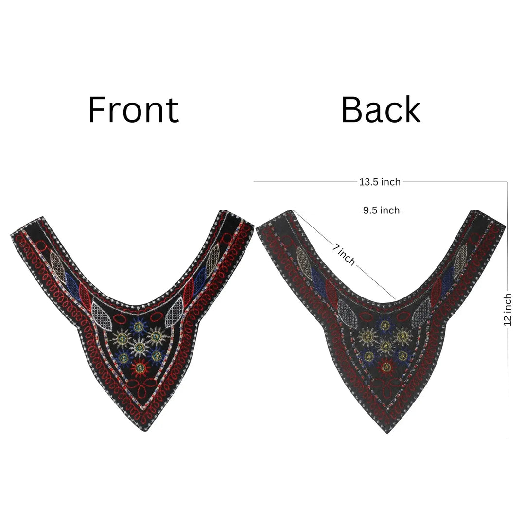 Elegant multicolor embroidery round neckline yoke featuring rich patterns for kurtis, blouses and gowns