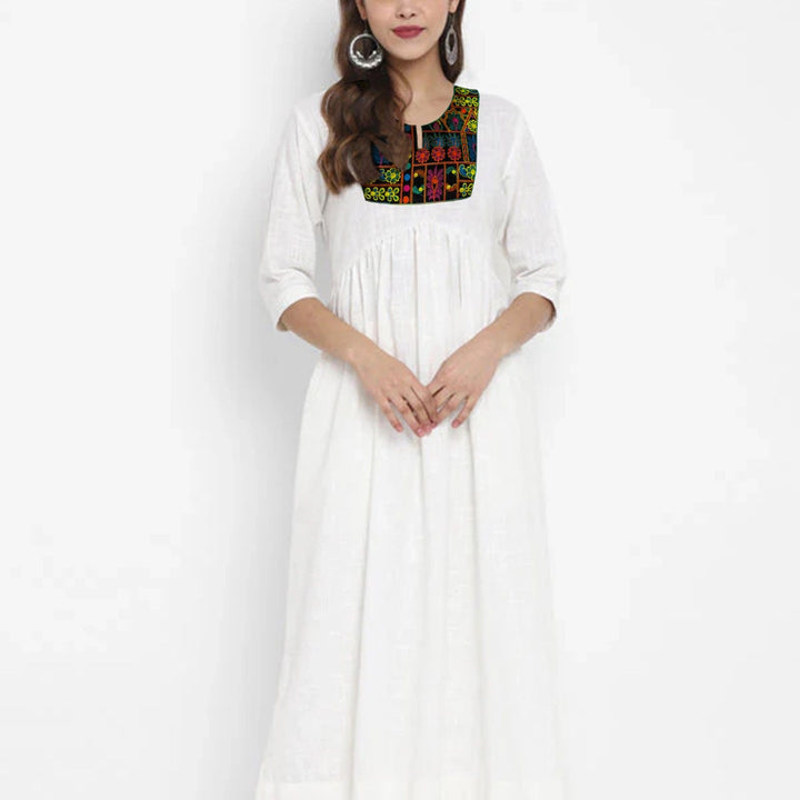 Elegant multicolor floral neckline embroidery enhancing ethnic kurtis and suits with vibrant appeal Ani Accessories