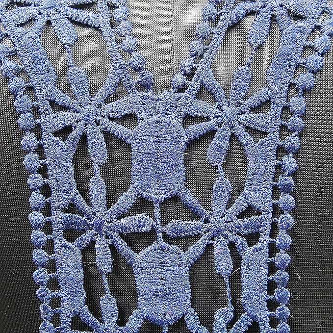 Elegant navy floral embroidery neckline by Ani Accessories featuring refined ethnic patterns for festive wear 