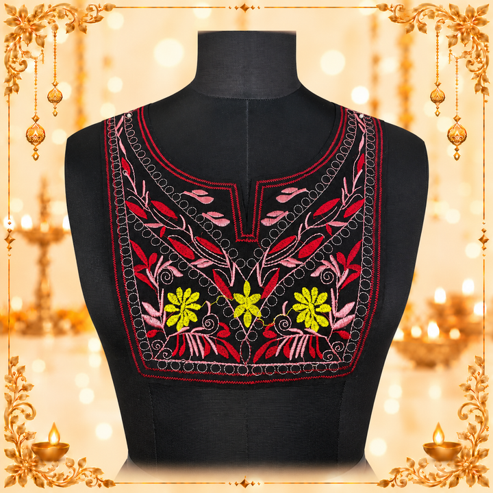 Multicolor Floral Design Neckline