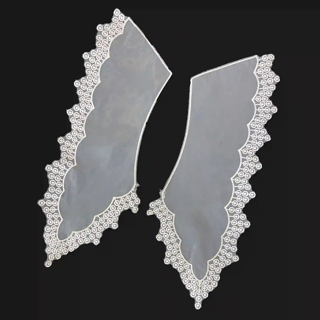 Embroidered detachable neck collar for dress and blouse styling, perfect for statement fashion looks