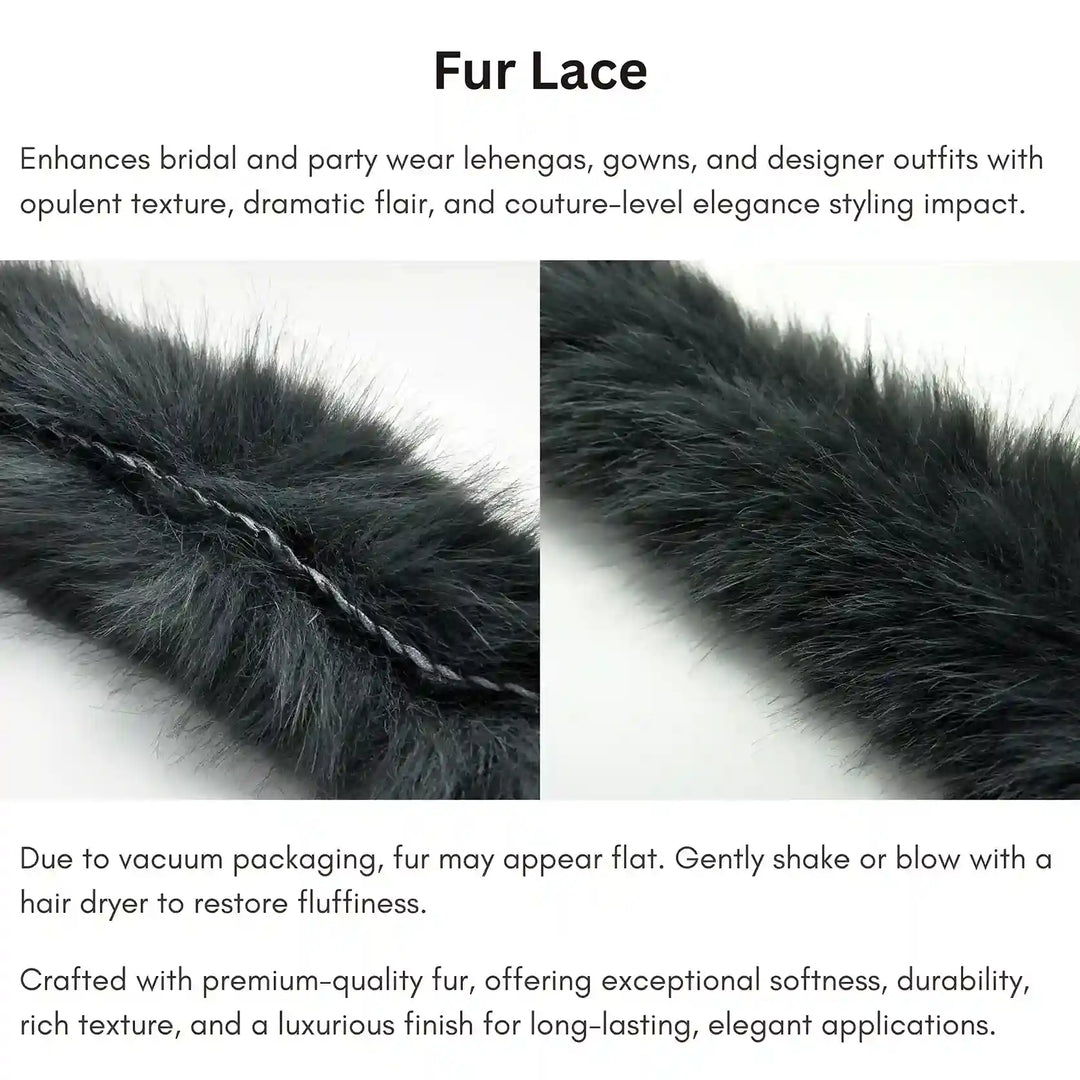 Dark Grey Fur Lace | 2 Meters