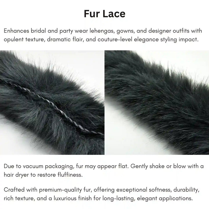 Dark Grey Fur Lace | 2 Meters
