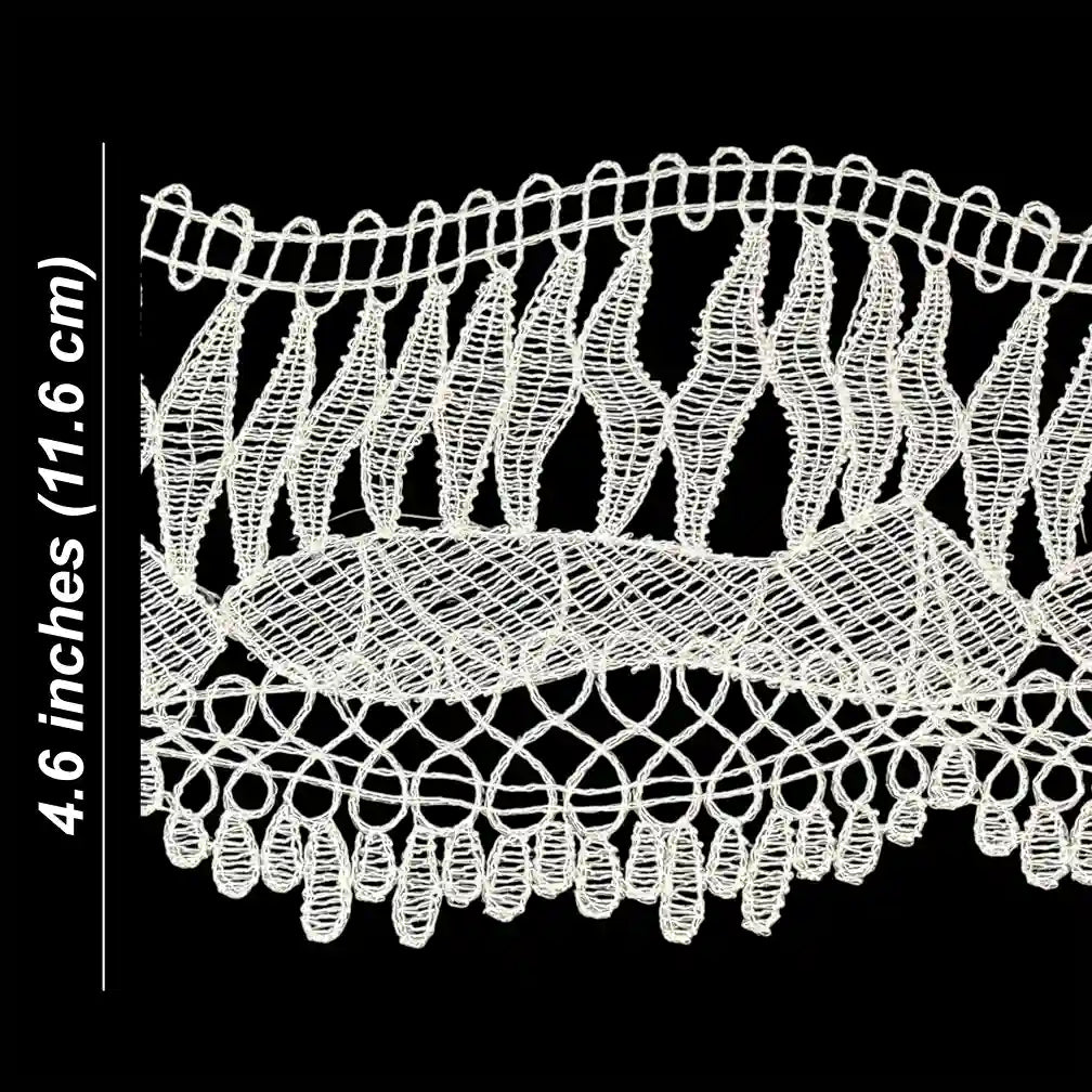 Ivory Wave Floral Lace Trim | 11.6cm (4.6 inches) 116mm