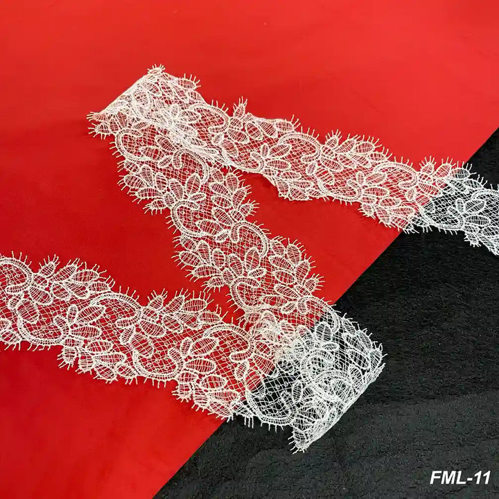 Ivory Bloom Embroidered Lace Trim | 7cm (3 inches) 70mm