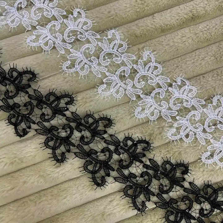 Decorated Floral Design Lace | Width 9.1cm (3.6 inches) 91mm