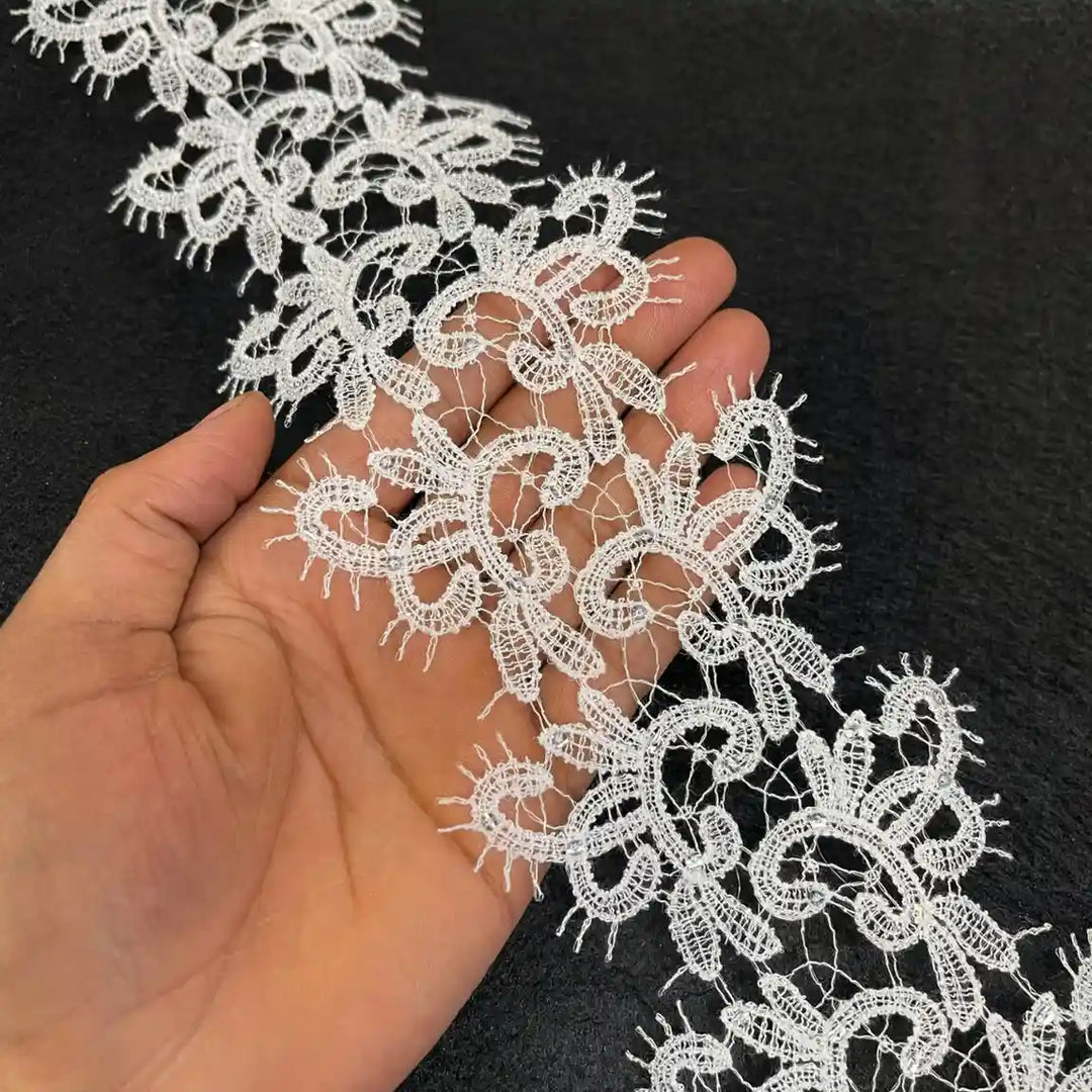 Decorated Floral Design Lace | Width 9.1cm (3.6 inches) 91mm