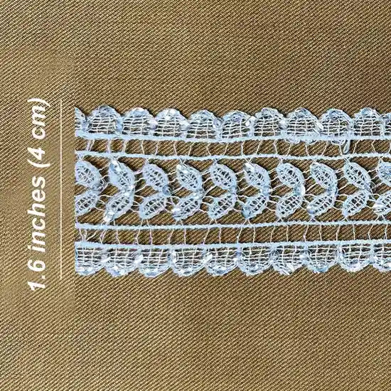 Delicate Leaf Pattern White Lace | Width 4cm (1.6 inches) 40mm