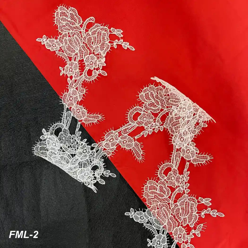 Elegant Embroidered Floral Lace Motif Pattern | Width 16cm (6.3 inches) 160mm