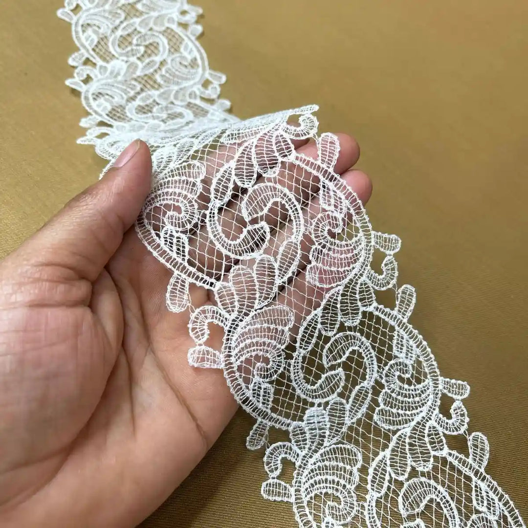 Classic Scroll Motif Lace Border | Width 8.6cm (3.4 inches) 86mm