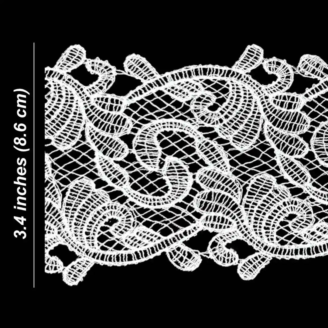 Classic Scroll Motif Lace Border | Width 8.6cm (3.4 inches) 86mm