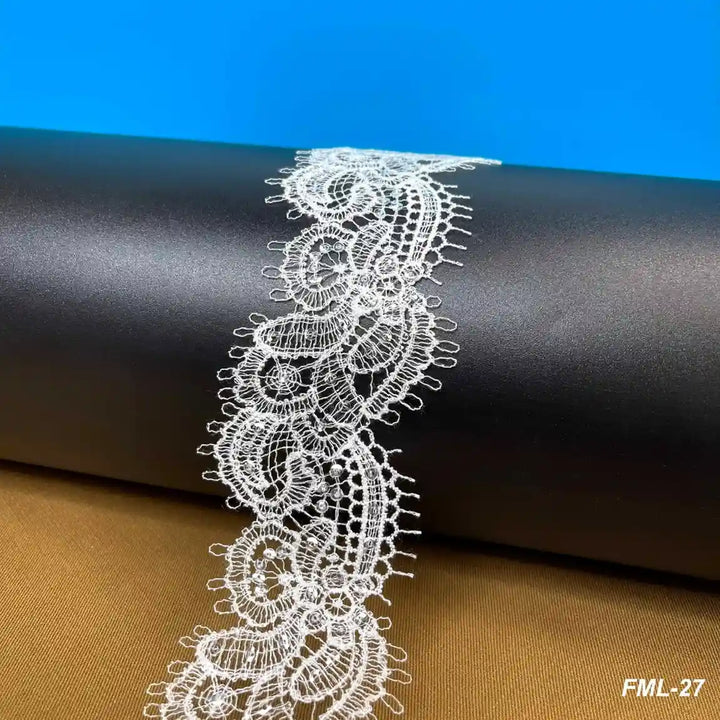 Timeless Decorative Floral Border White Lace | Width 5.5cm (2.2 inches) 55mm