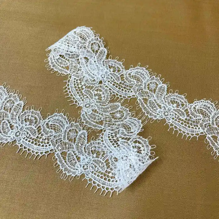 Timeless Decorative Floral Border White Lace | Width 5.5cm (2.2 inches) 55mm