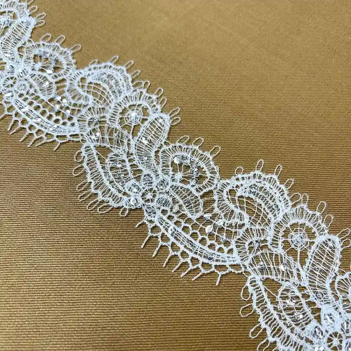 Timeless Decorative Floral Border White Lace | Width 5.5cm (2.2 inches) 55mm