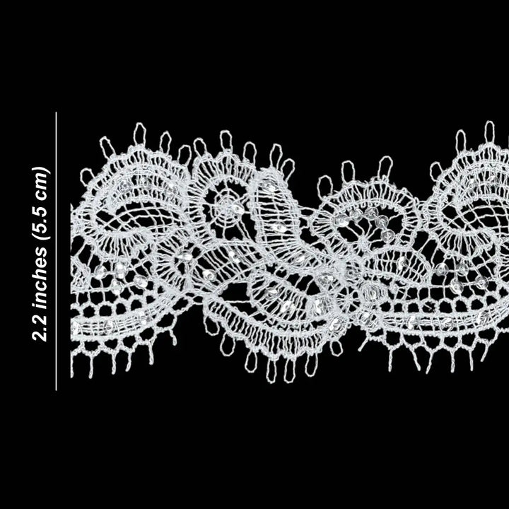 Timeless Decorative Floral Border White Lace | Width 5.5cm (2.2 inches) 55mm
