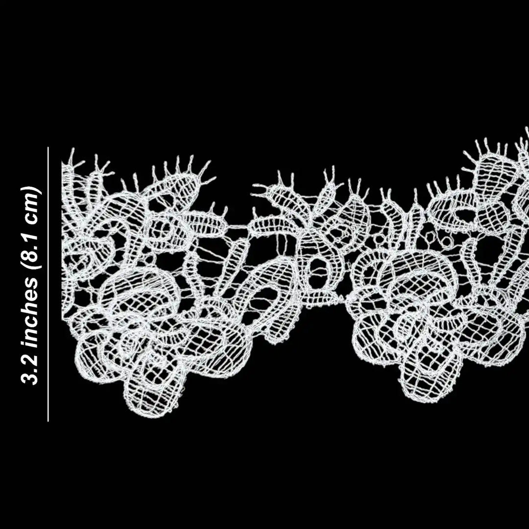 Classic Bloom Loop Work Decorative Edge Lace | Width 8.1cm (3.2 inches) 81mm
