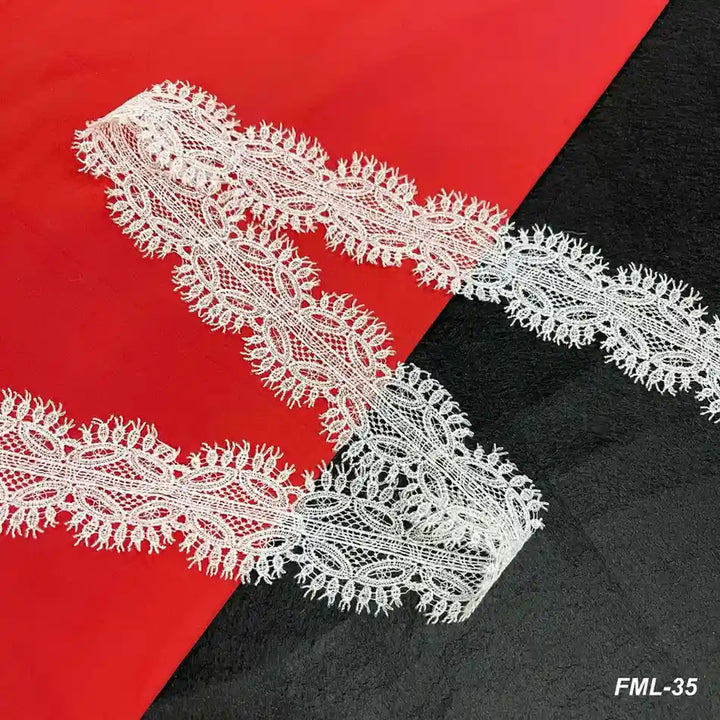 Net Lace Border with Fringe Edge | Width 6.3cm (2.5 inches) 63mm