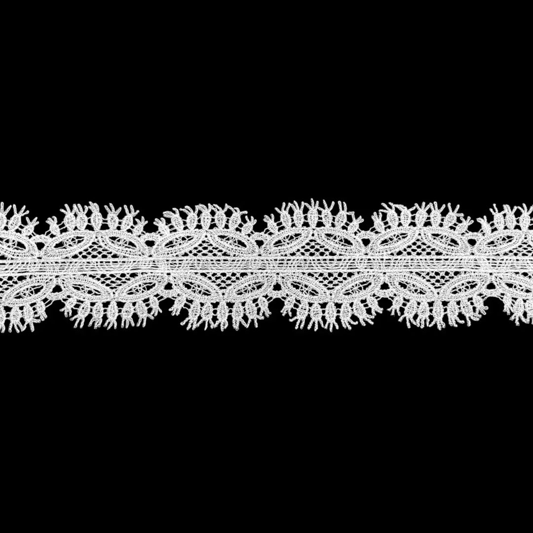 Net Lace Border with Fringe Edge | Width 6.3cm (2.5 inches) 63mm
