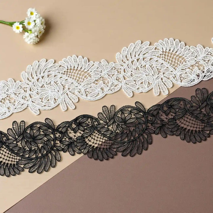 Decorative Leaf Pattern Lace Trim | Width 13.9cm (5.5 inches) 139mm