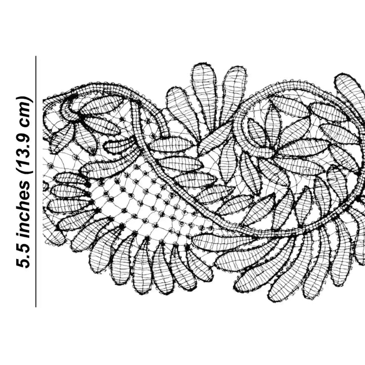 Decorative Leaf Pattern Lace Trim | Width 13.9cm (5.5 inches) 139mm
