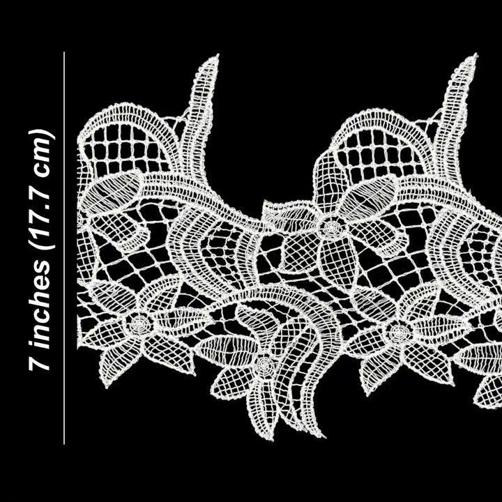Graceful Leaf & Floral Lace | Width 17.7cm (7 inches) 177mm