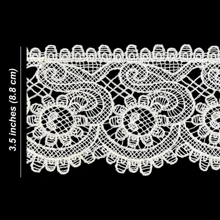 Traditional Floral Lace Border Pattern Design | Width 8.8cm (3.5 inches) 88mm