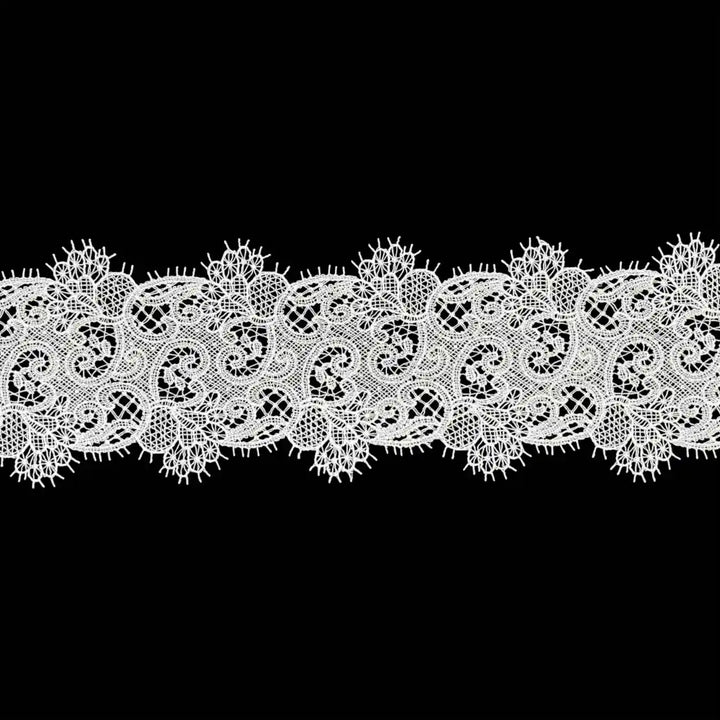 Floral Scroll Embroidered Net Lace | Width 12.9cm (5.1 inches) 129mm