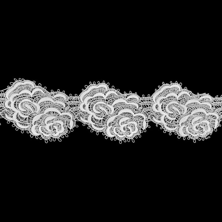 White Floral with Rose Pattern Lace | Width 9.6cm (3.8 inches) 96mm