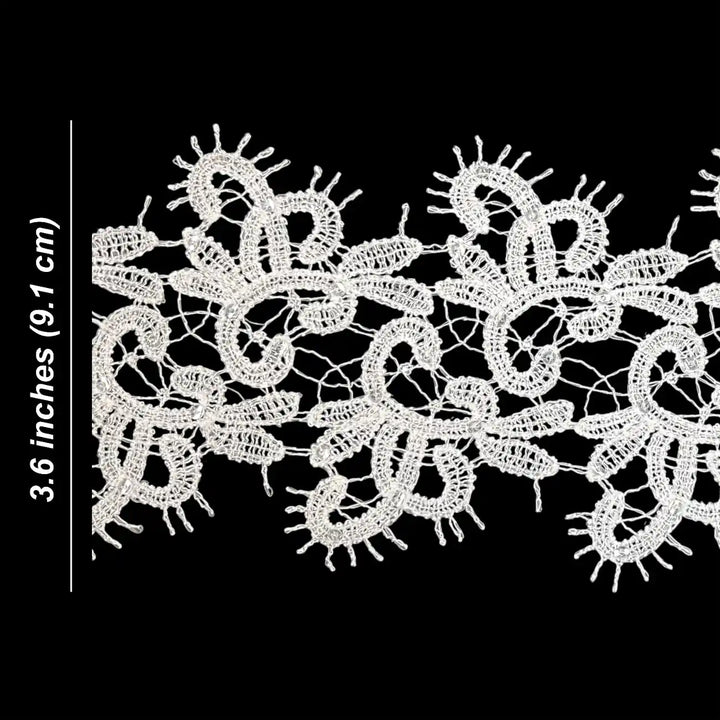 Decorated Floral Design Lace | Width 9.1cm (3.6 inches) 91mm
