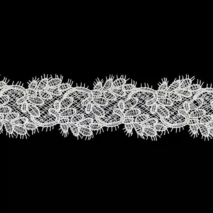 Ivory Bloom Embroidered Lace Trim | 7cm (3 inches) 70mm