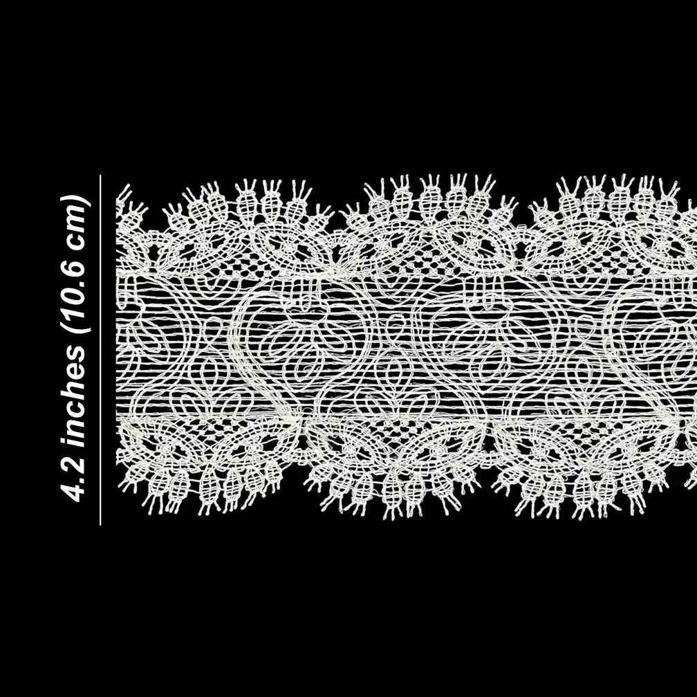 Floral Design White Lace Border | Width 10.6cm (4.2 inches) 106mm