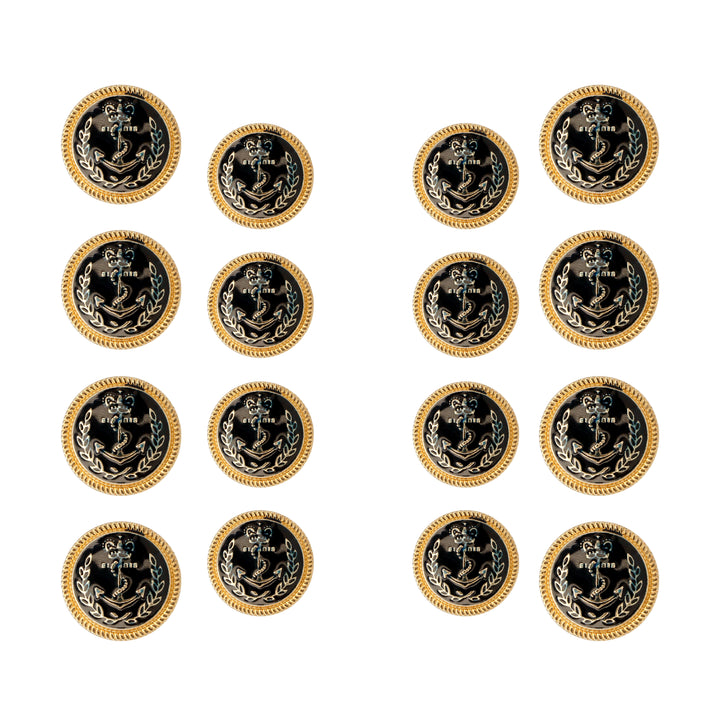 Seafaring Symbols Anchor Design Metal Buttons (8 Big + 8 Small)