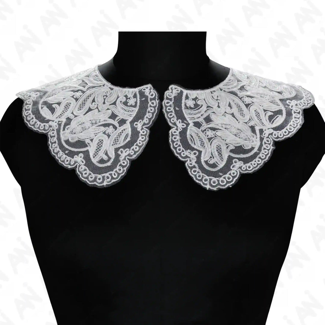 Floral pattern neck collar patch with intricate embroidery, elegant lace design for dresses, kurtis, gowns and DIY sewing